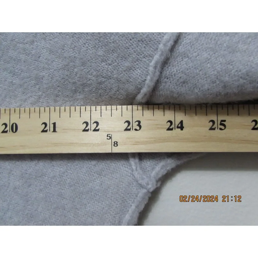 FREE PEOPLE SIZE S WOOL ALPACA BLEND HOODED PULL-ON SWEATER GRAY BUTTONS SOFT